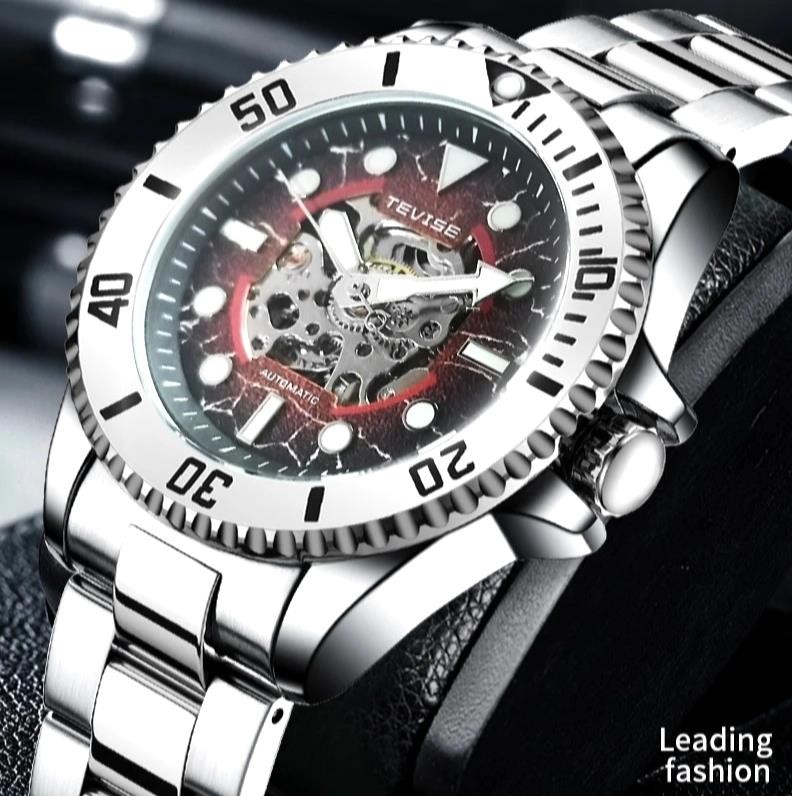 44MM TEVISE Men’s Automatic Watch Luxury 30M Waterproof Diver Stainless Gift NEW