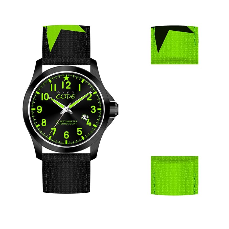 Mens Watch EVEN CODE Milano Leather Fabric 10 models Camouflage Military DD