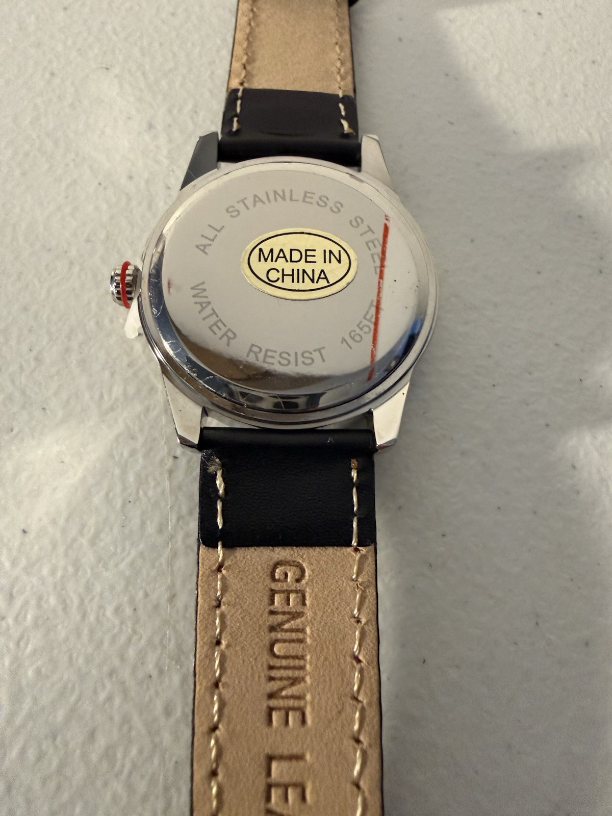 Epoch Quartz Analog Watch White Dial Black Leather Strap Silver 36-39mm New
