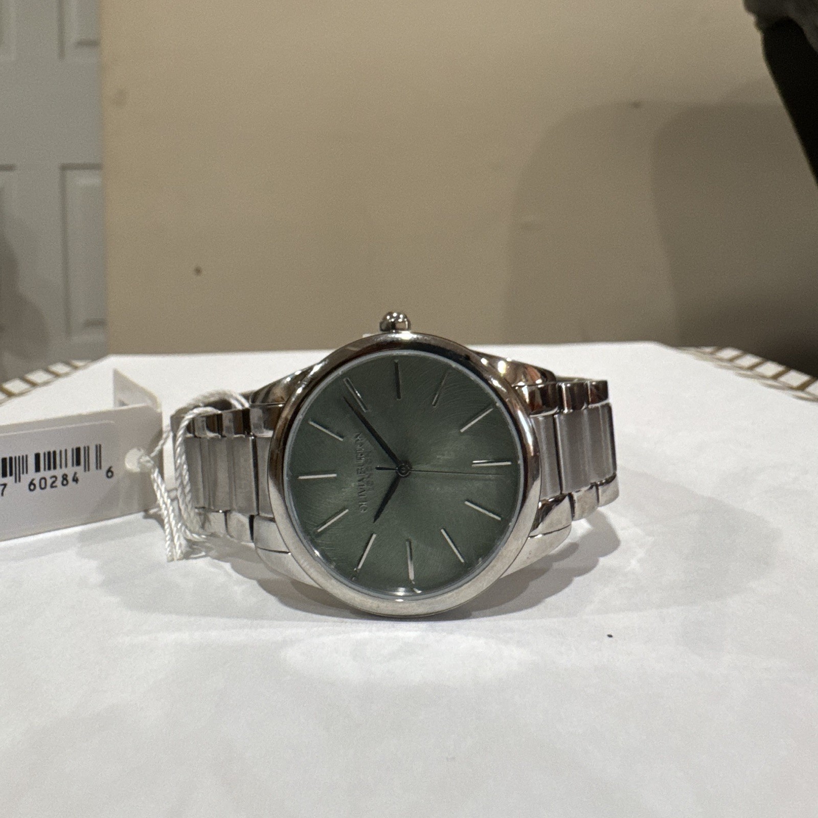 Olivia Burton Women’s Quartz Watch Green Dial Silver Tone Metal Bracelet
