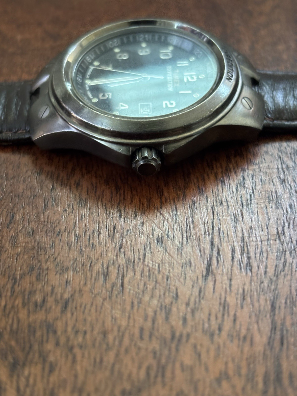 Timex Expedition Quartz 40mm Analog Black Dial Date Brown Leather Strap 100m