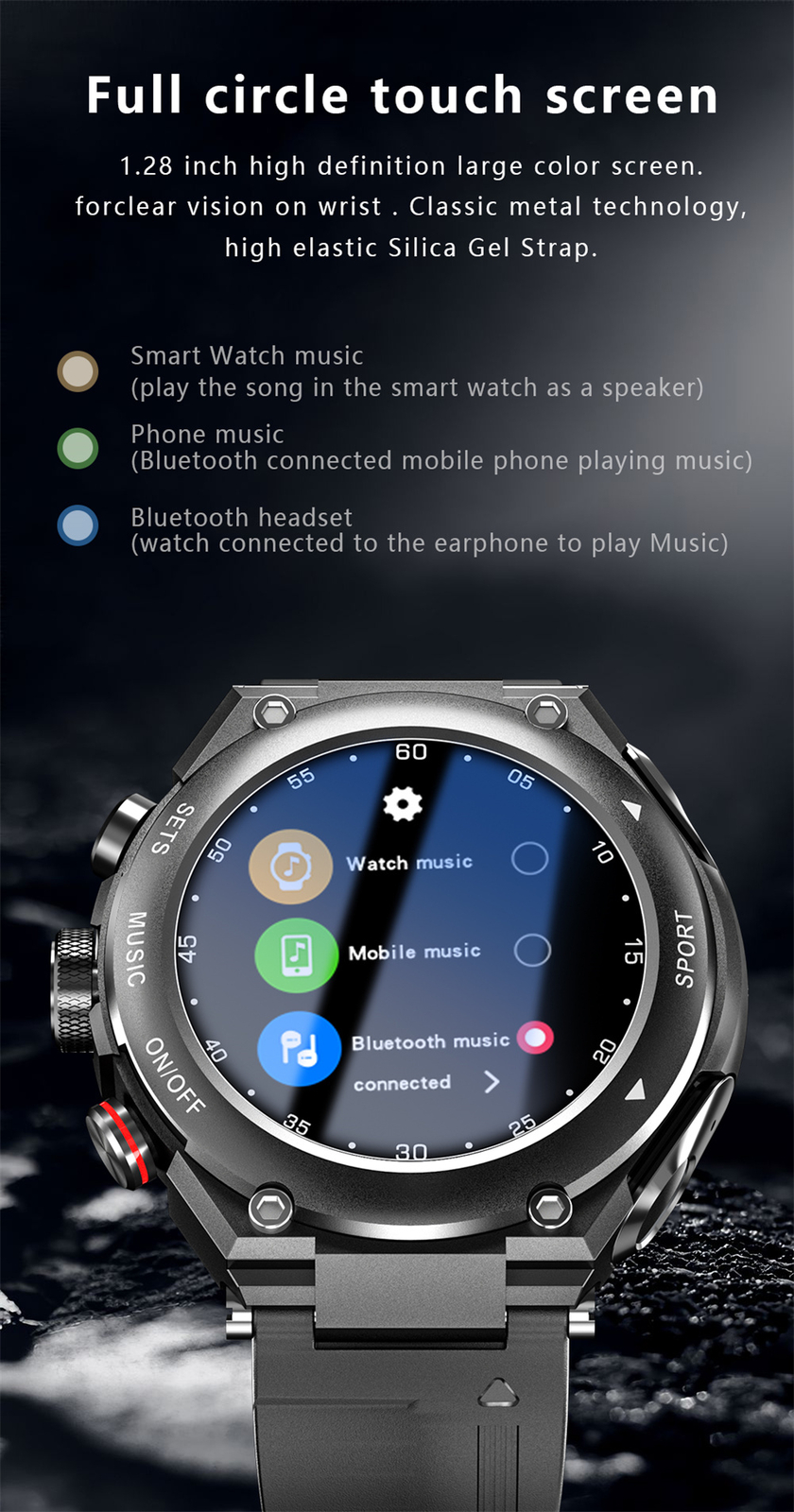 2 IN 1 Smart Watch with Bluetooth Earphone Call Music Waterproof Smartwatch