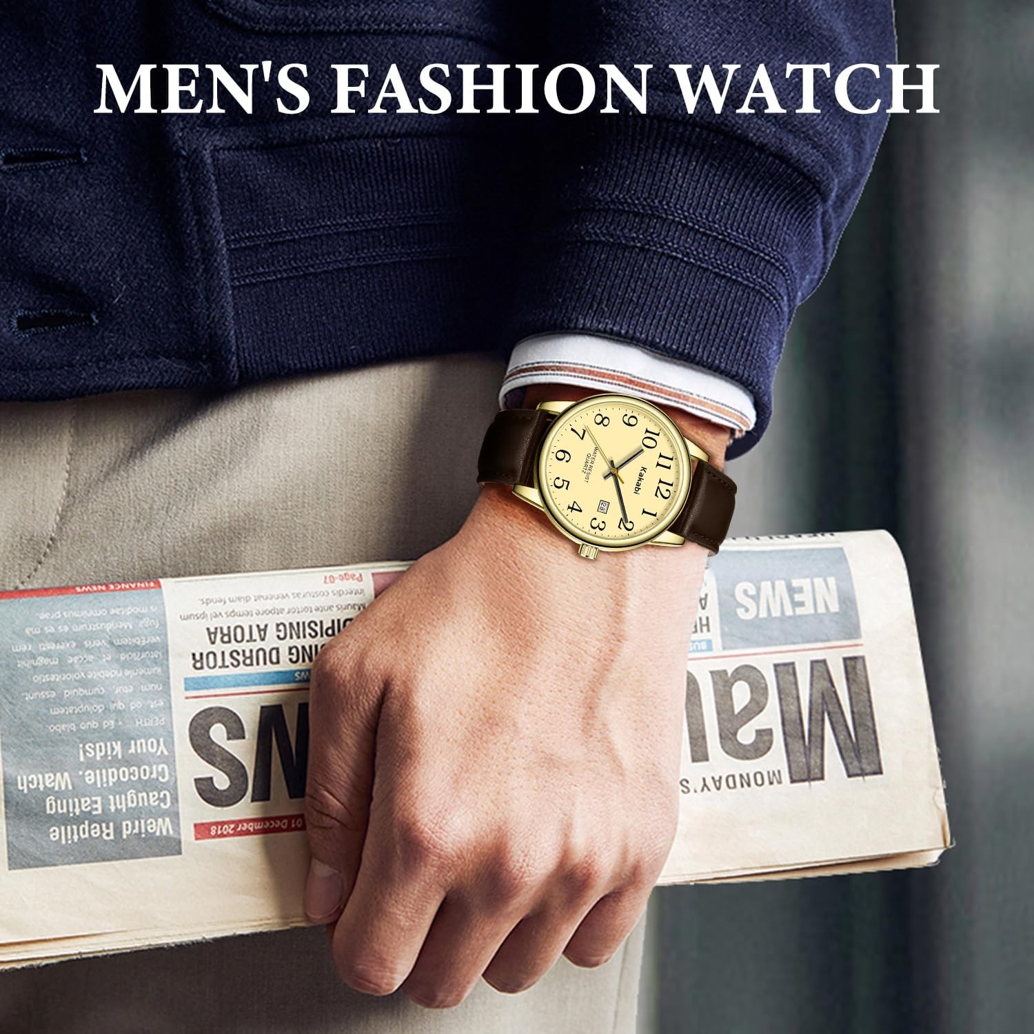 Watch for Men, Easy Reader Unisex Analog Quartz Waterproof Wristwatch with Date