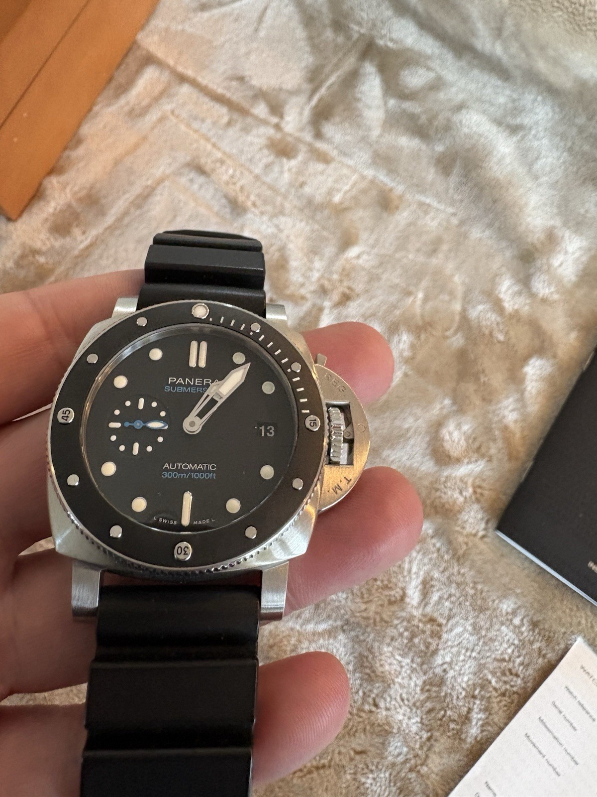 Panerai Luminor Submersible Black Dial Ceramic Bezel Steel Diver Pam683 42mm