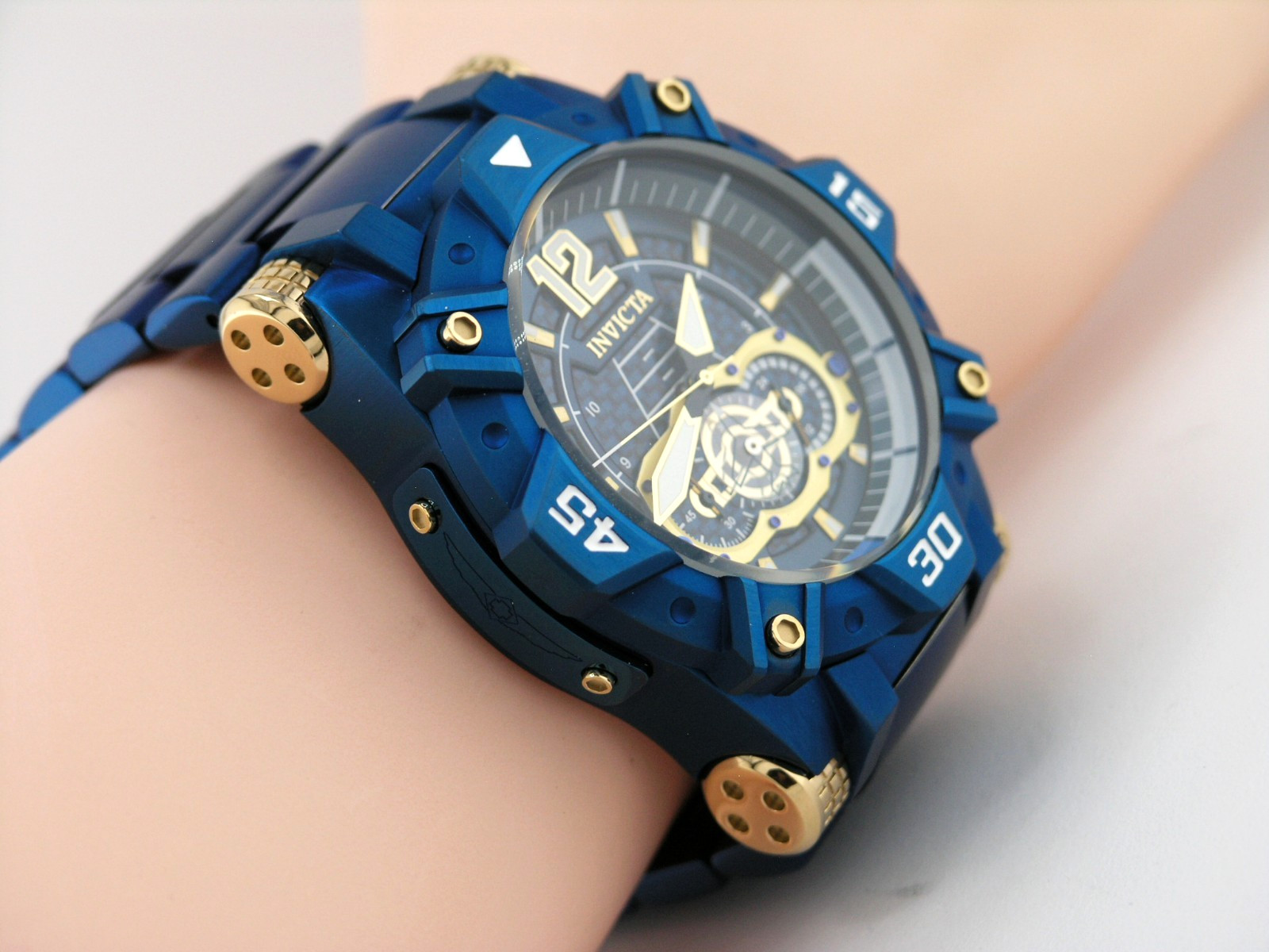 NEW INVICTA 40174 AVIATOR CHRONOGRAPH BLUE CARBON FIBER DIAL STEEL QUARTZ 52MM