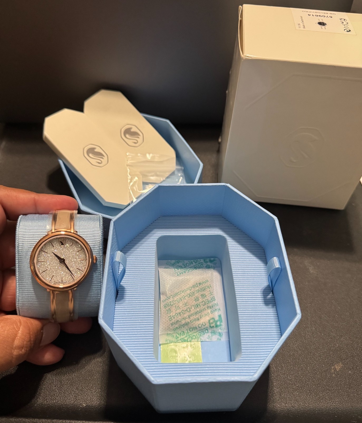 Swarovski Crystalline Bangle Watch Rose Gold 5689324 Swiss Made NEW Box Papers