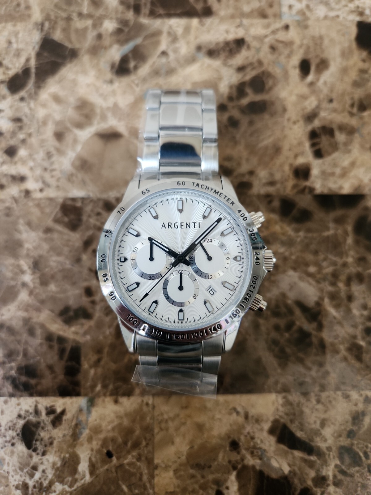 Argenti Carmichael Men’s silver-plated Japan Quartz VD53B Movement watch