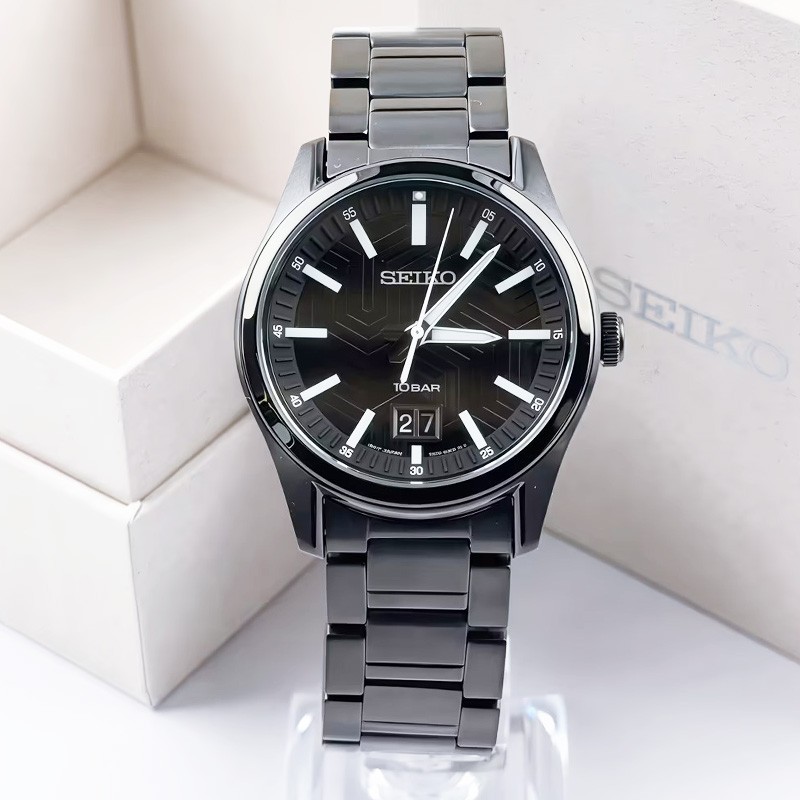 Seiko Essentials SUR515 Black Dial Stainless Steel Quartz Men’s Watch 39.5mm