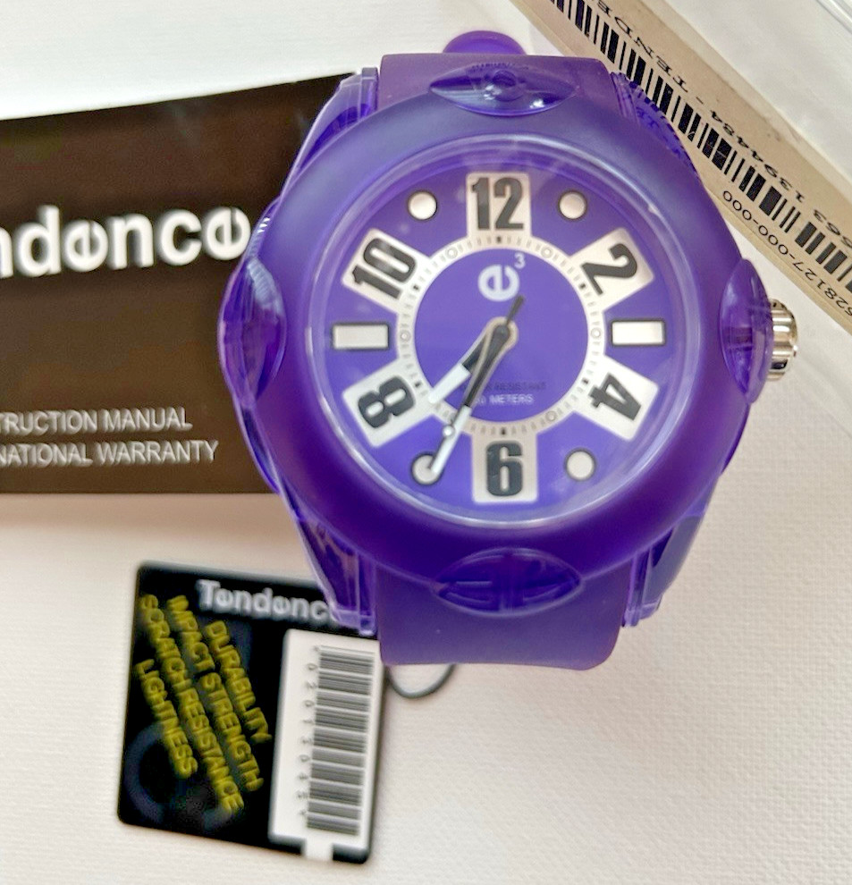 Tendence First Rainbow Watch Violet Hi Tech Polycarbonate Quartz 52 MM NWT