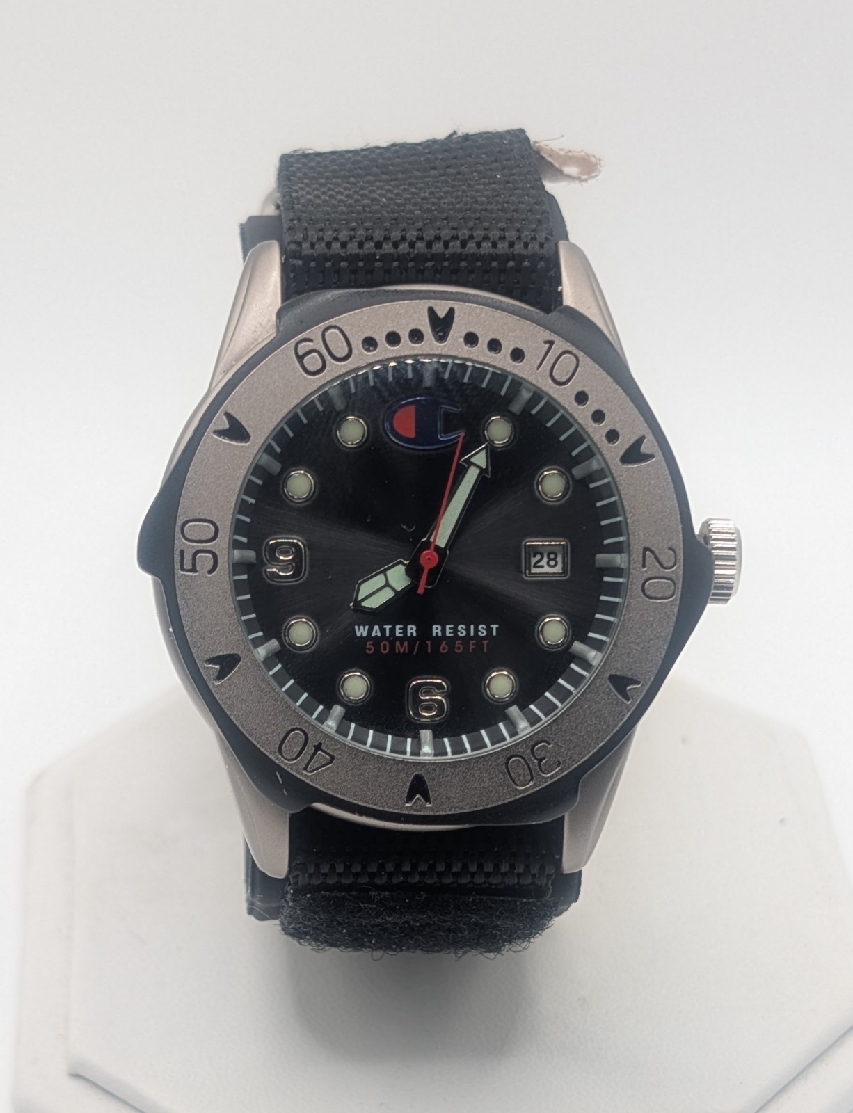 Champion Stainless Steel Men’s Black 50m Battery Gray Date Quartz Diver Watch