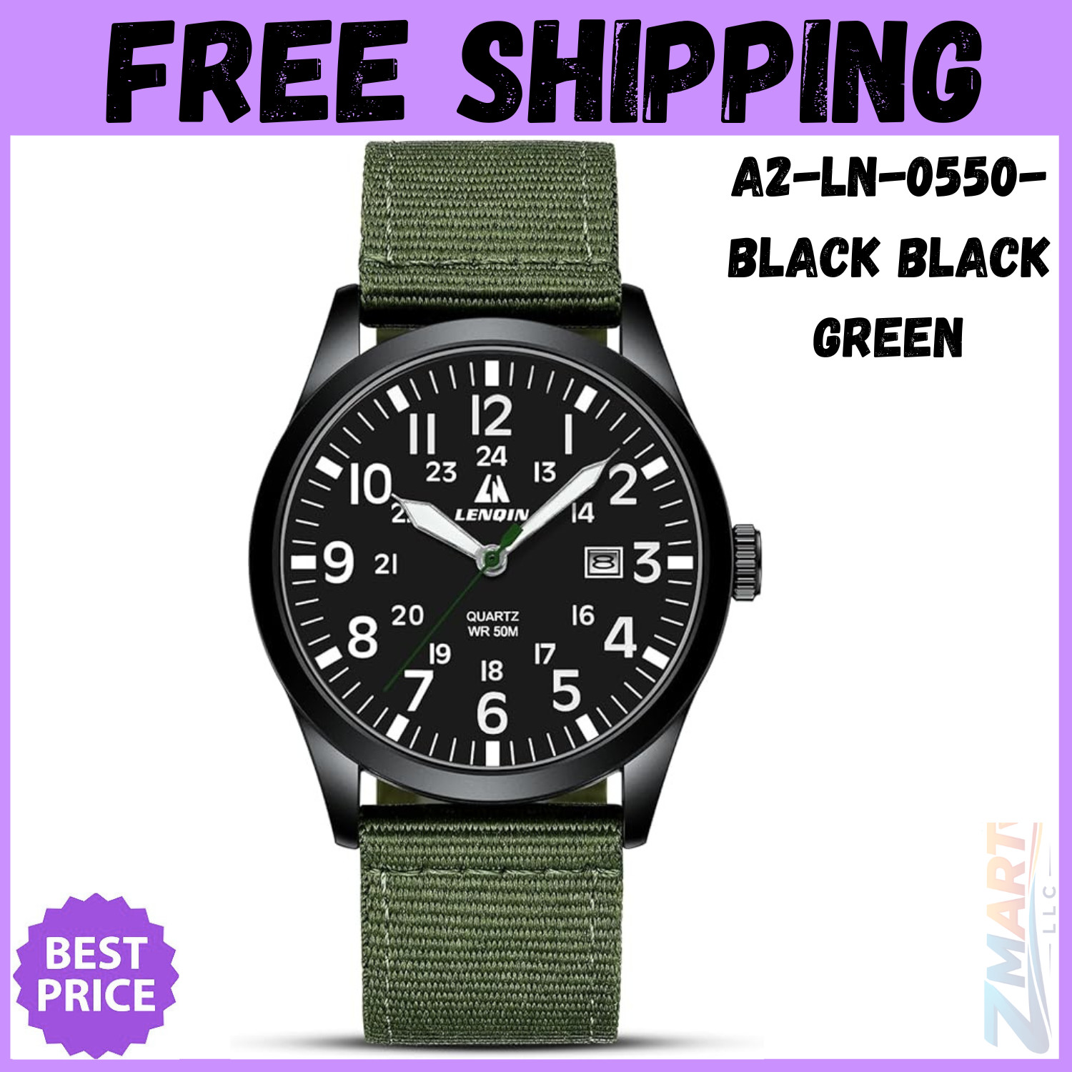 Wrist Watch for Men Women 38mm Rugged Outdoor Wind Up Military