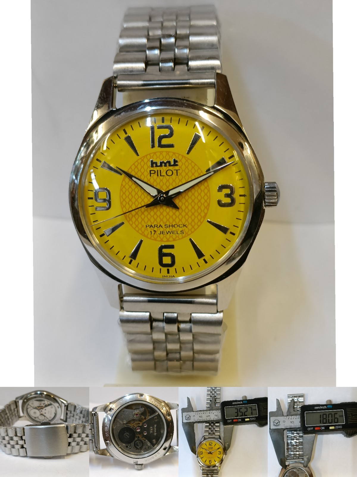 REFURBISHED HMT PILOT 17J WINDING YELLOW DIAL 0231 INDIA MEN’S WORKING CONDITION