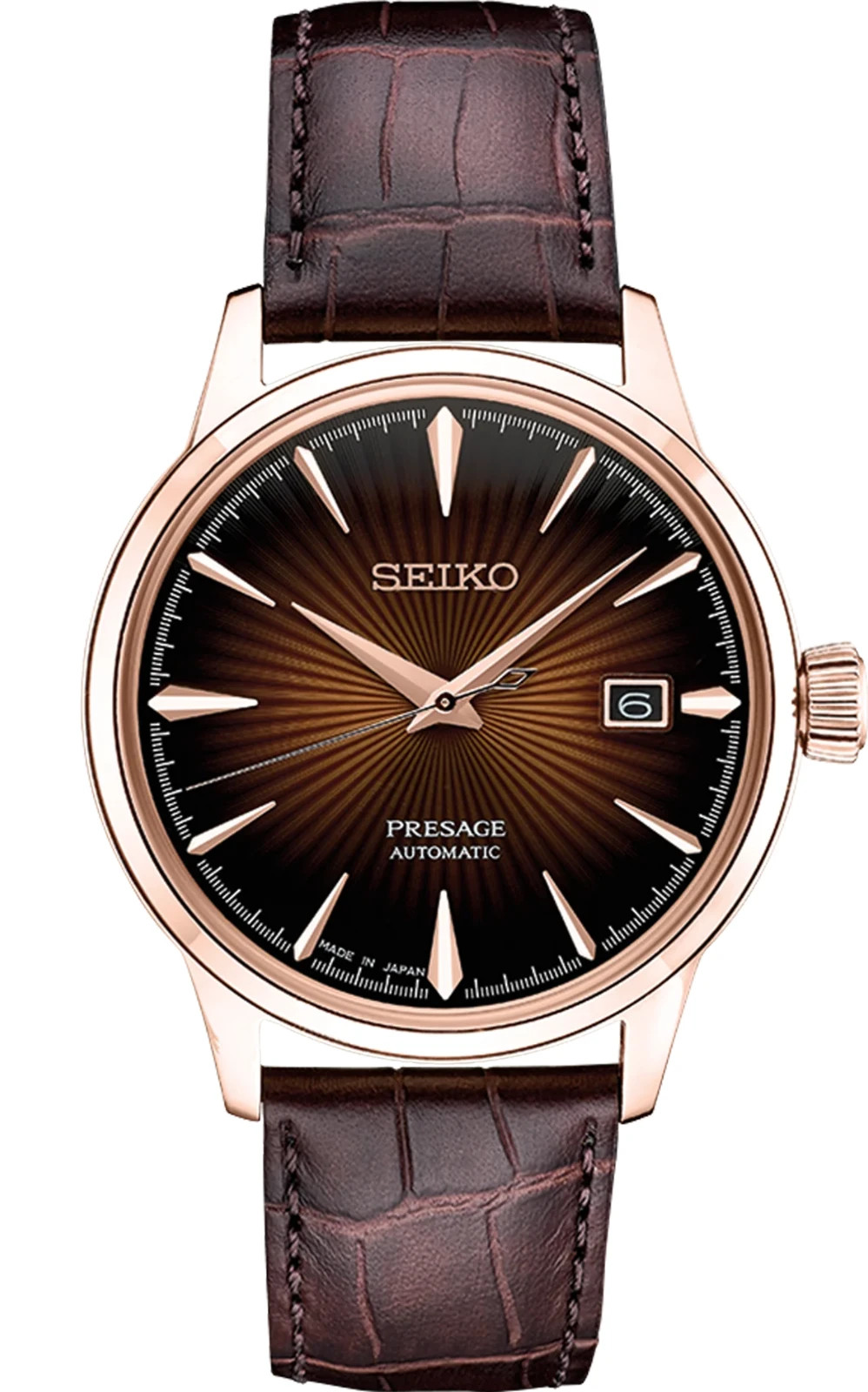 Seiko Presage Cocktail Time Automatic Burgundy Leather Strap 41 mm Watch- SRPB46