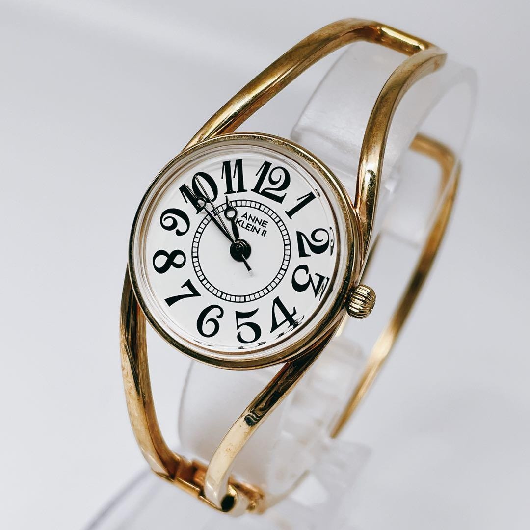 Anne Klein II Vintage Bangle Watch White Quartz Japan Working 071107