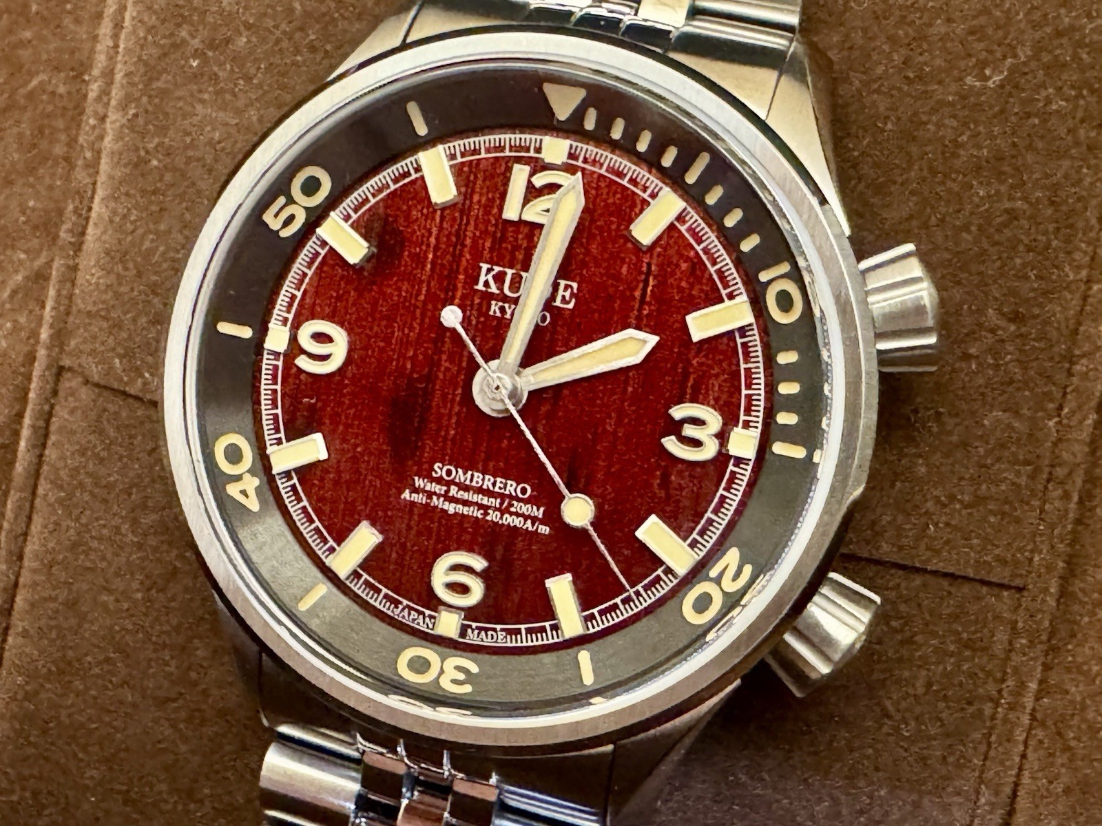 LIMITED KUOE Urushi Red Hake Sombrero 90-011 38mm Automatic Diver Watch Kyoto