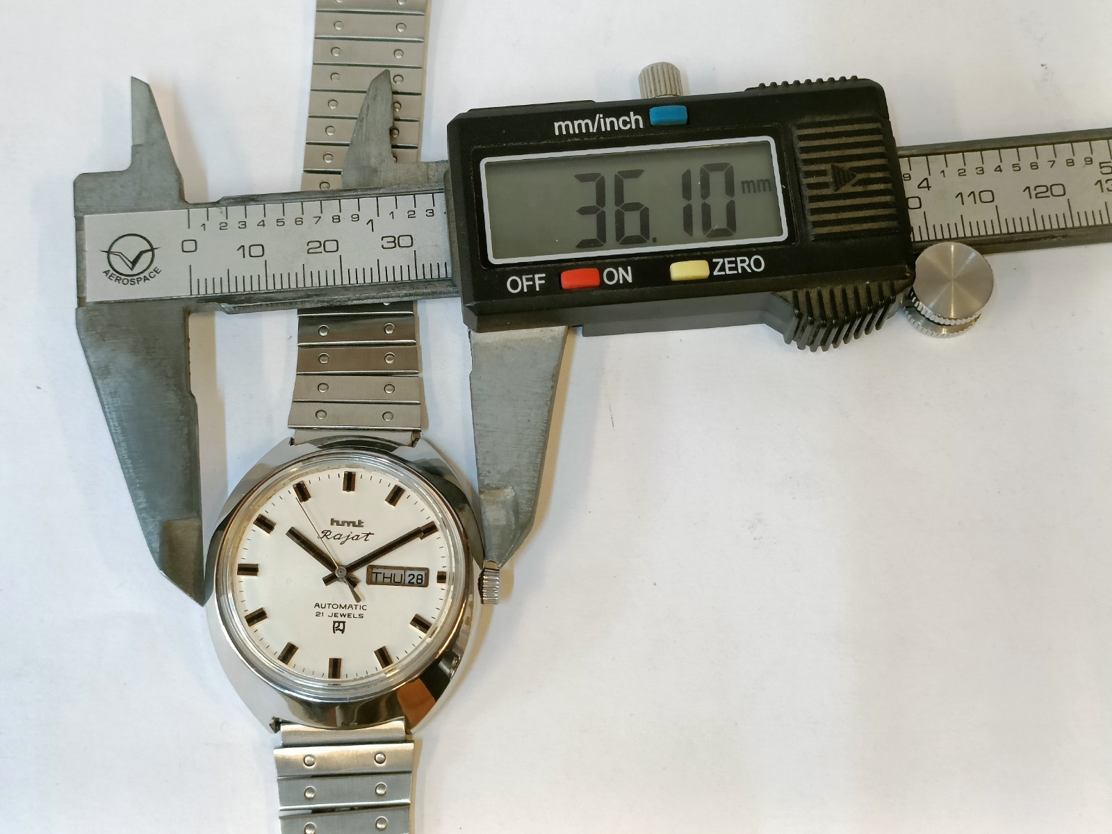ORIGINAL HMT RAJAT 21J AUTOMATIC WHITE DIAL INDIA MEN’S WORKING CONDITION