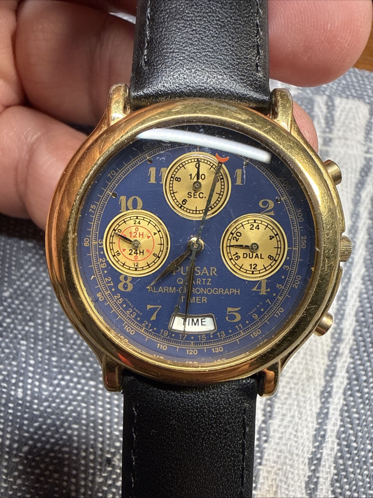 Vintage PULSAR Chronograph, Alarm, Countdown Timer, Dual-Time N944-7A00 38mm