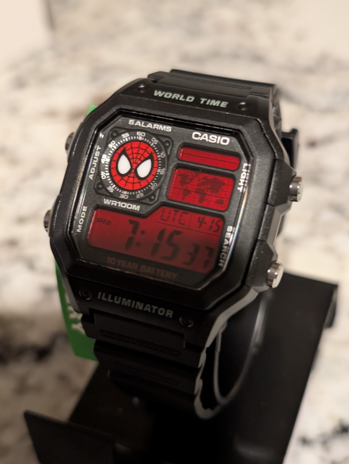 SpiderMan inspired Red Mod Casio AE1200 Black Watch | Marvel | | Cartoon