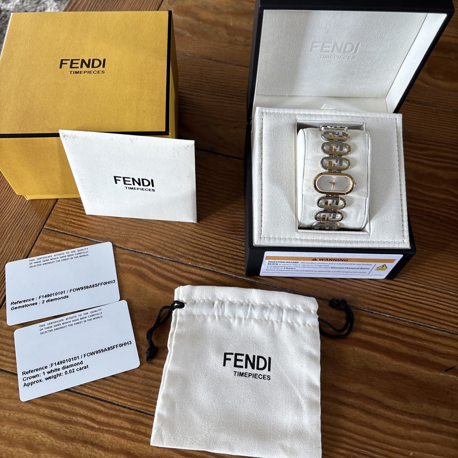 Fendi O’Lock Two Tone Stainless Steel Fendi Time Piece Watch