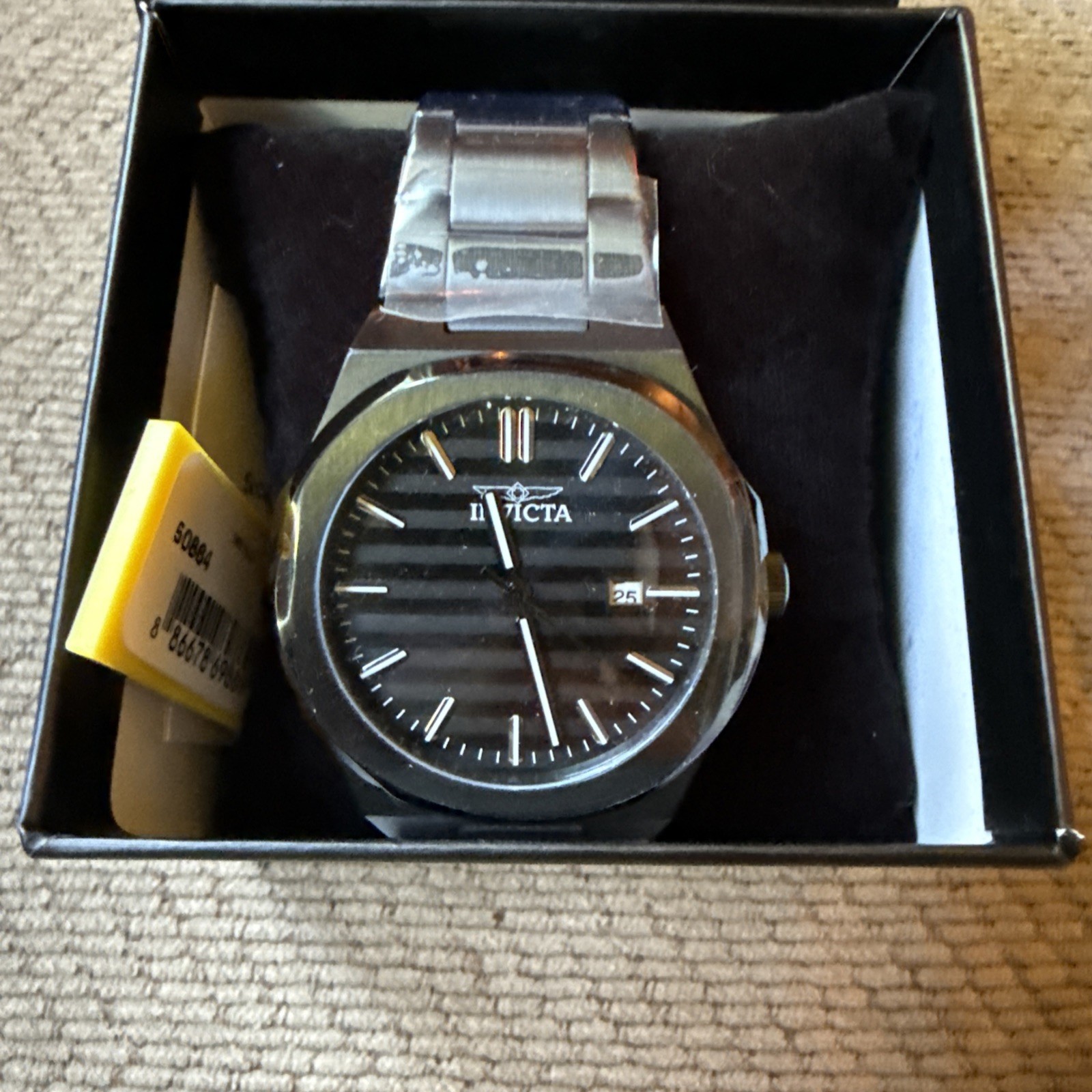 Invicta Speedway Linearis Men’s Watch 43mm Black Dial Mineral Crystals 50864