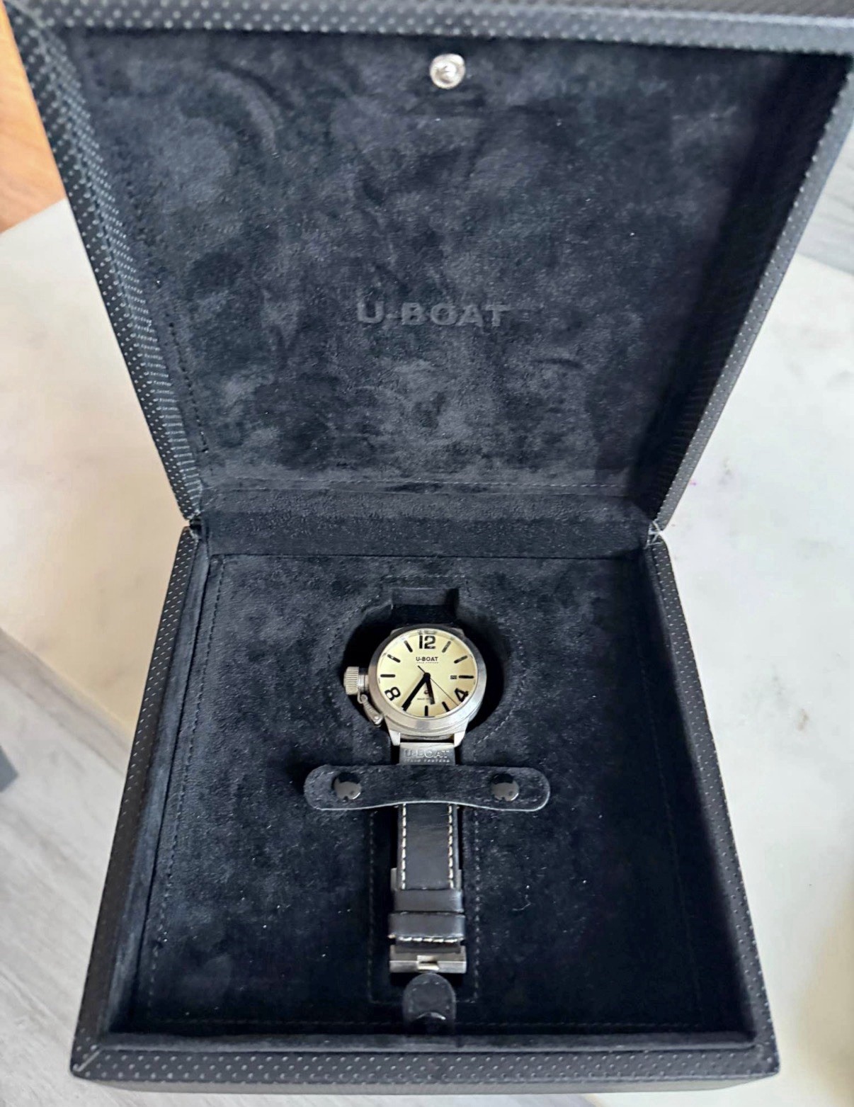U-Boat Left Hook Stainless Steel Automatic 53mm Wrist Watch with Box
