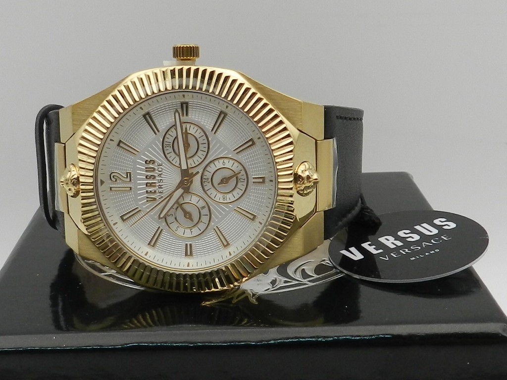Versus Versace Men’s Multifunction Quartz Echo Park Black Leather Strap 42mm