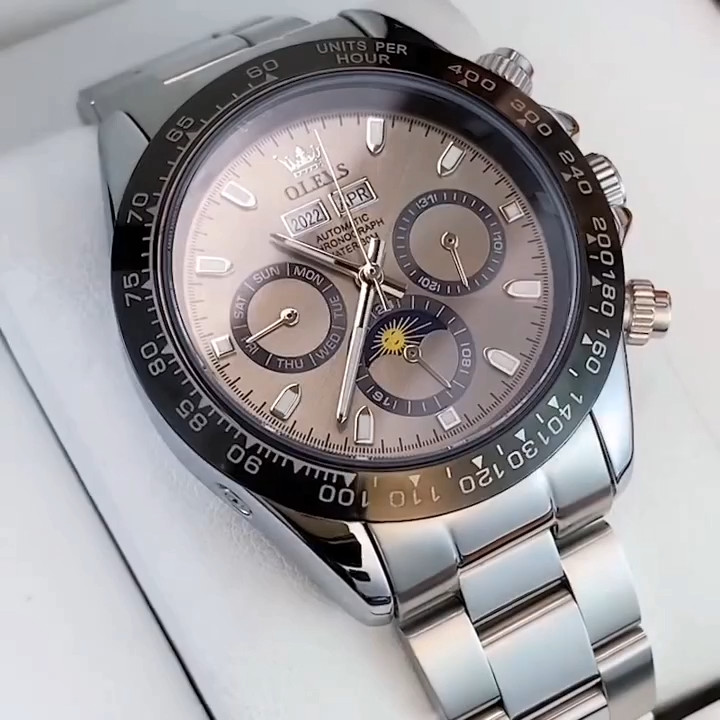 OLEVS Men Automatic Mechanical Luxury Stainless Steel Luminous Waterproof Watch