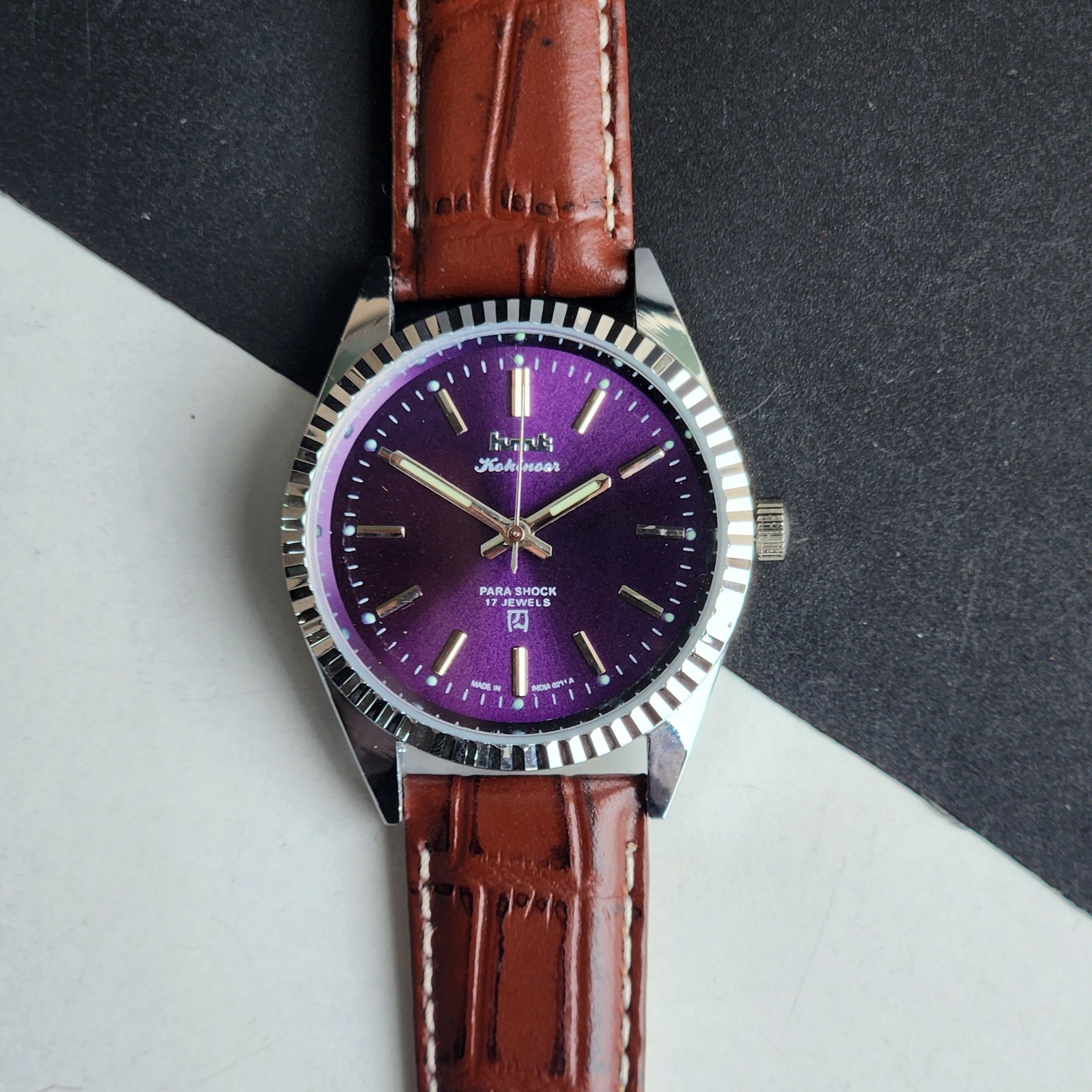 Vintage HMT Kohinoor Fluted Bezel Mechanical Hand Winding Wrist Watch A12
