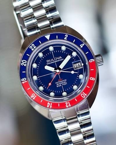 BULOVA Oceanographer Automatic Snorkel 41mm Pepsi Stainless Men’s Watch NEW