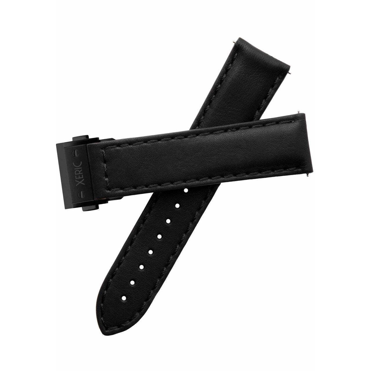 Xeric 22mm Horween Essex Black Strap Black Hidden Deployant Clasp – Brand New