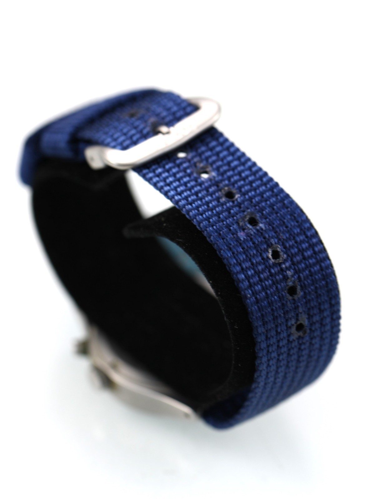 Eddie Bauer Men Watch Stainless Blue Nylon 50m Batt Gray Date Light 24hr Quartz