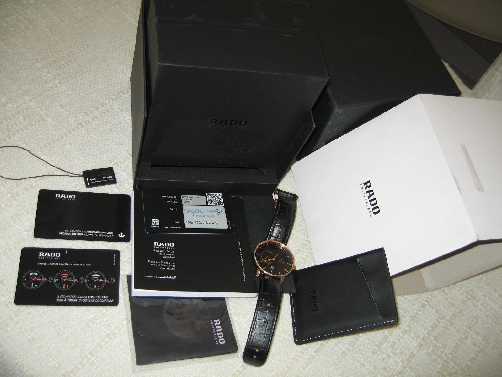RADO Coupole Classic Automatic Power Reserve Black Dial Rose Gold 41mm Men Watch