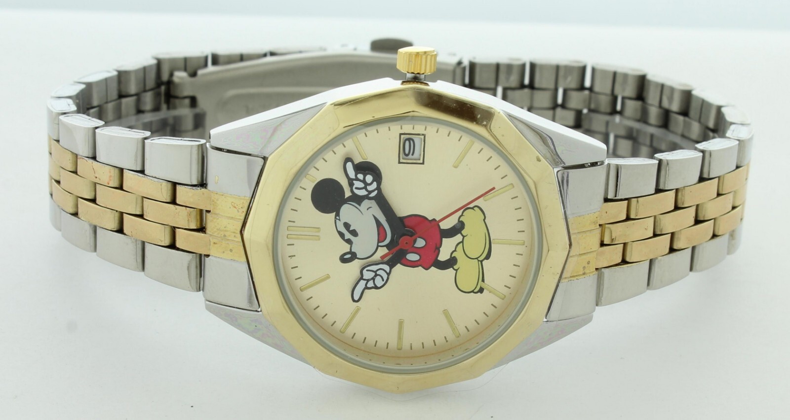 Disney Mickey Mouse Classic Moving Hands Two-Tone Bracelet Watch with date