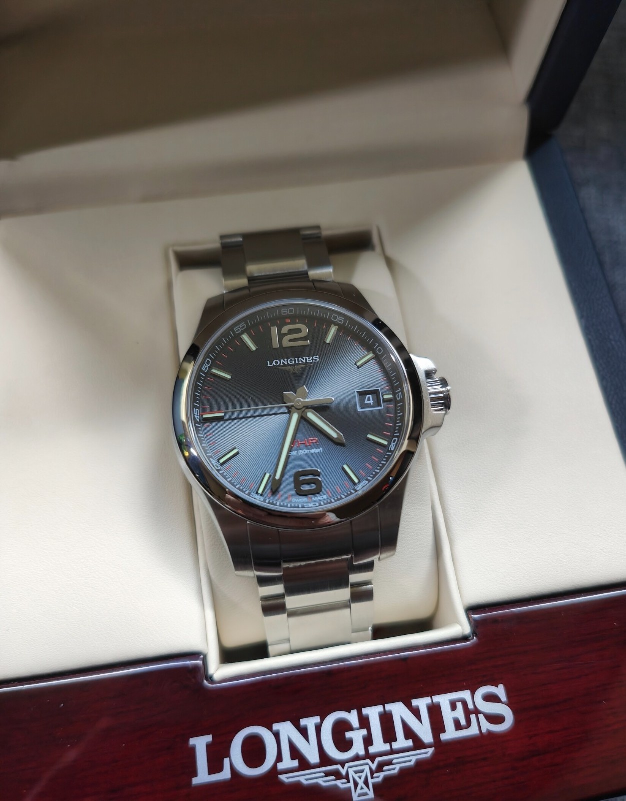 Longines Conquest V.H.P. Steel Perpetual Calendar Quartz Men Watch L3.716.4.56.6