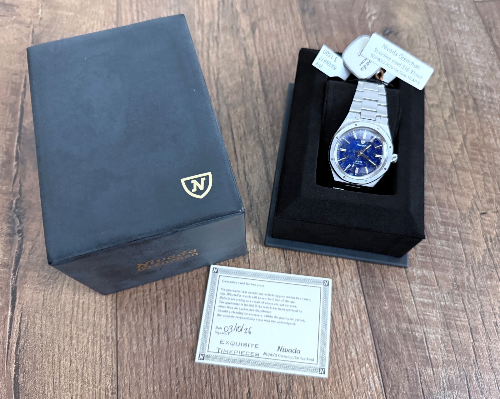 Nivada Grenchen F77 SST LAPIS LAZULI MK1 37MM 68009A77 Mens SS Watch 2026