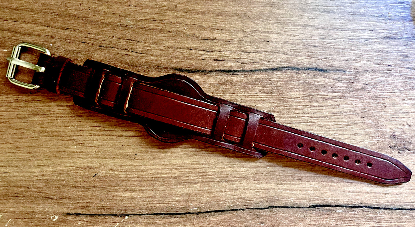 18mm wax leather handmade WW1 WW2 military aviator pilot trench bund strap band