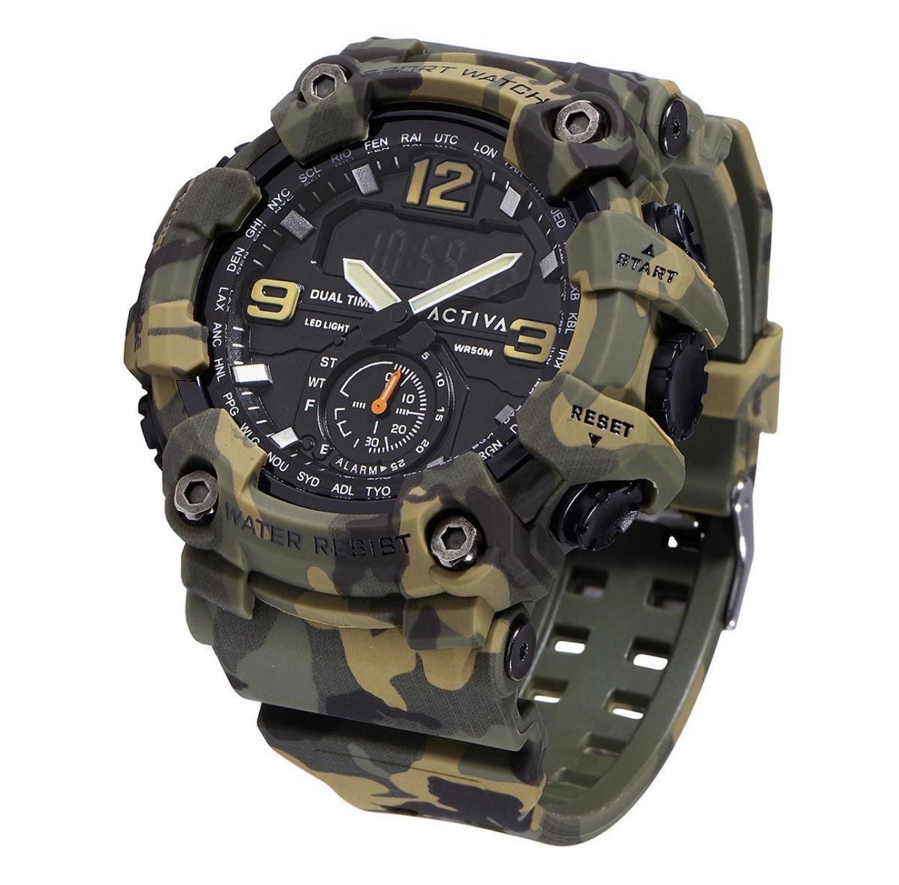 Activa X Invicta BlackOps Digital Men’s Watch – 56mm, Camo Green (ACW1637-004)