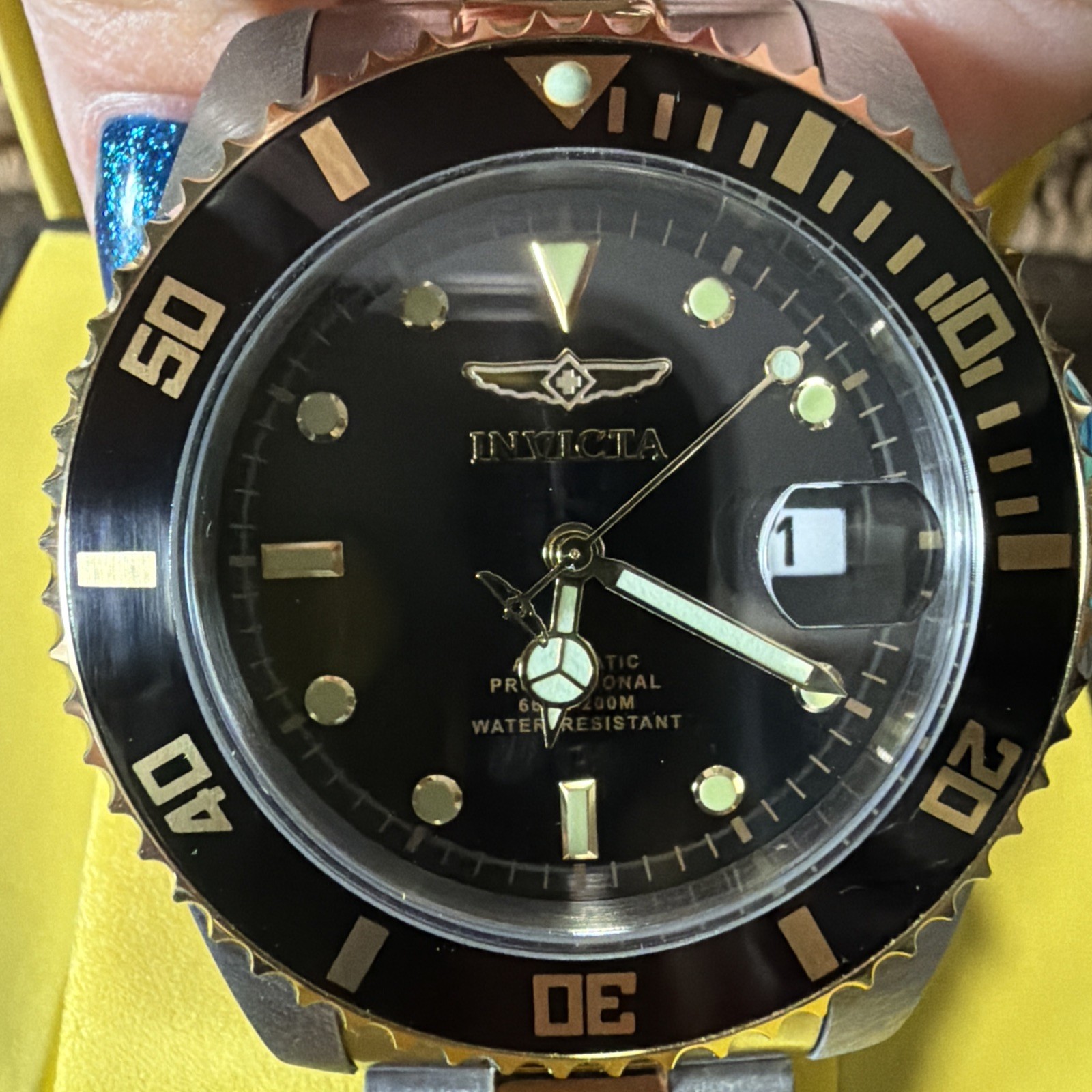 Invicta Men’s Pro Diver Automatic 44mm Stainless Steel Watch, Black Dial, 36973
