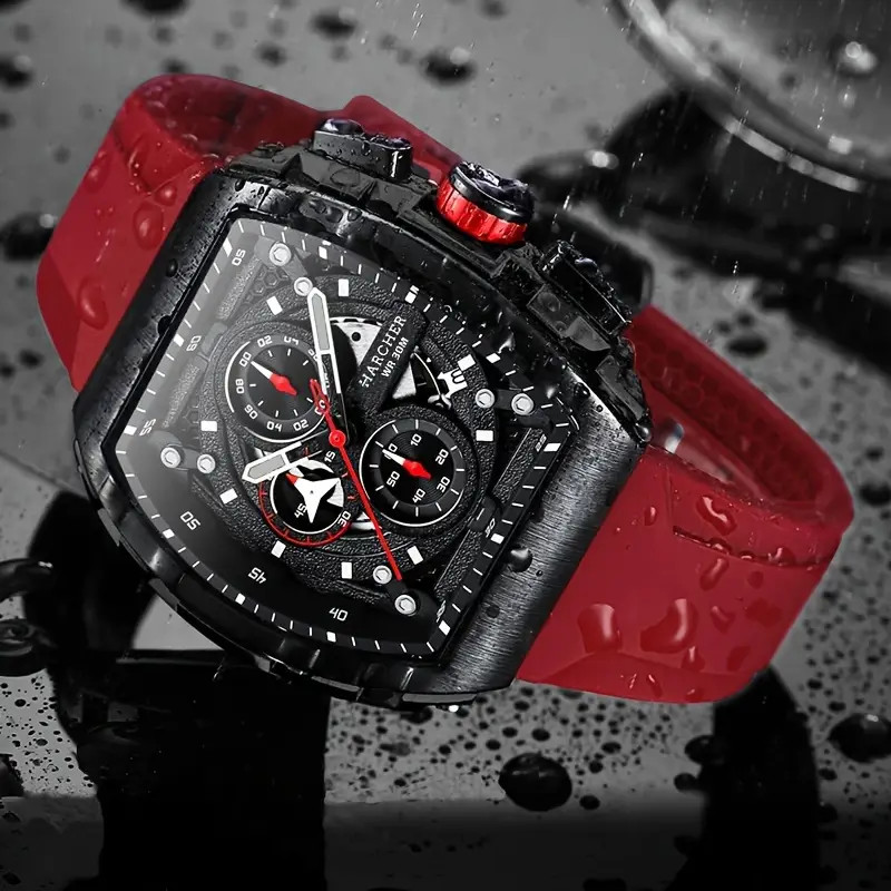 Quartz Movement, Silicone Band, Multi-Functional Design Dress Watches