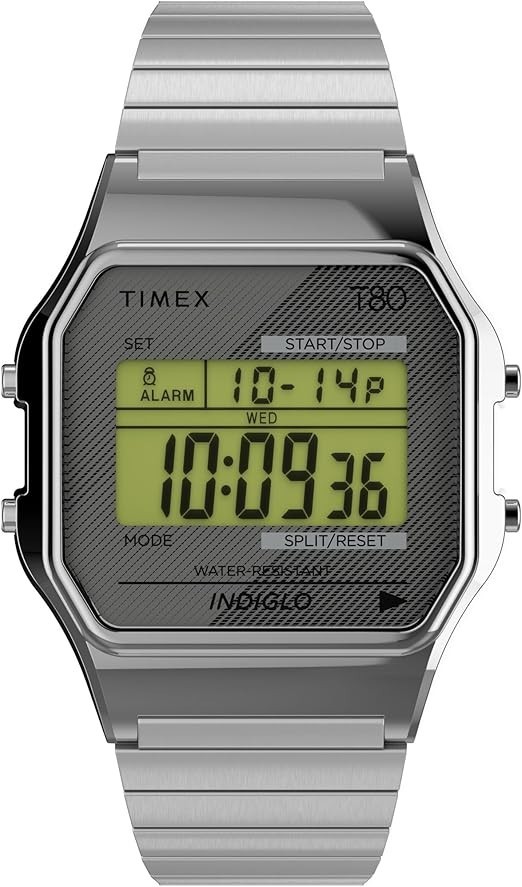 Timex T80 Digital Silver SS Expansion Band Watch – Brand New TW2R79100VQ