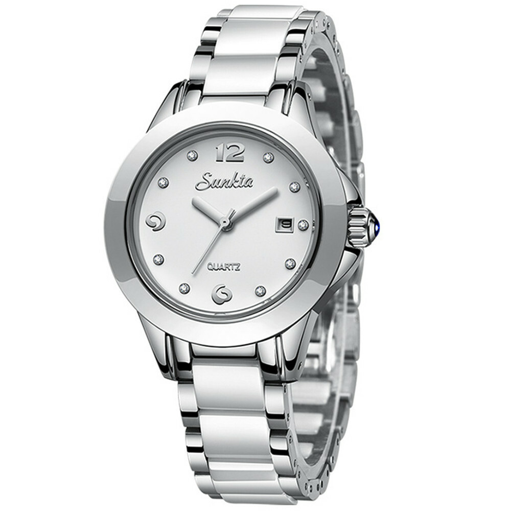 LIGE SUNKTA Women Watch Elegant Girls WatchesSteel Ceramic Strap Lady Wristwatch