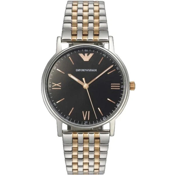 EMPORIO ARMANI AR11121 GRAY DIAL ROSE GOLD SILVER BRACELET 41MM MENS WATCH