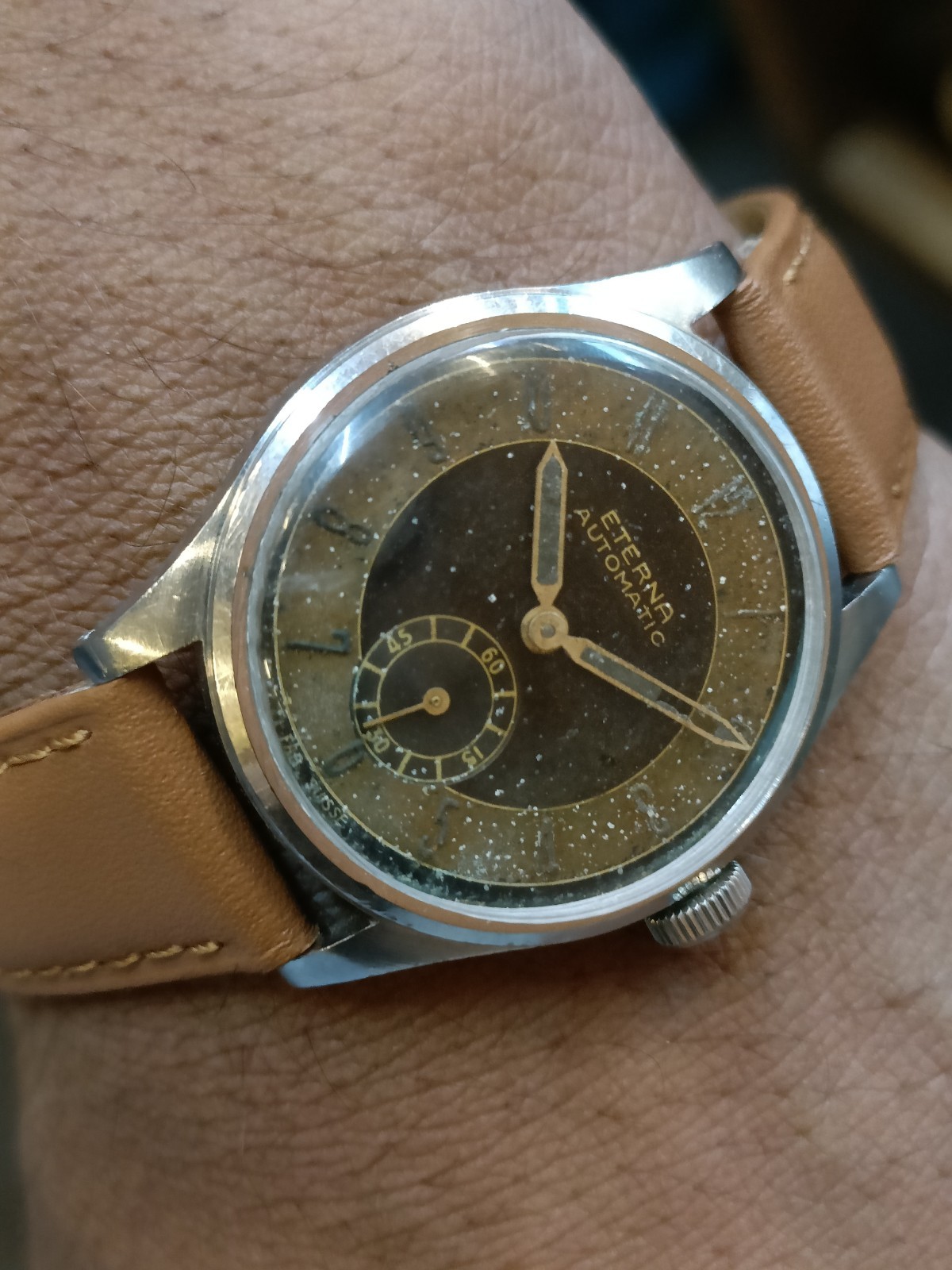 ETERNA SUB-SECOND AUTOMATIC PATINA DIAL SWISS MEN’S WORKING CONDITION