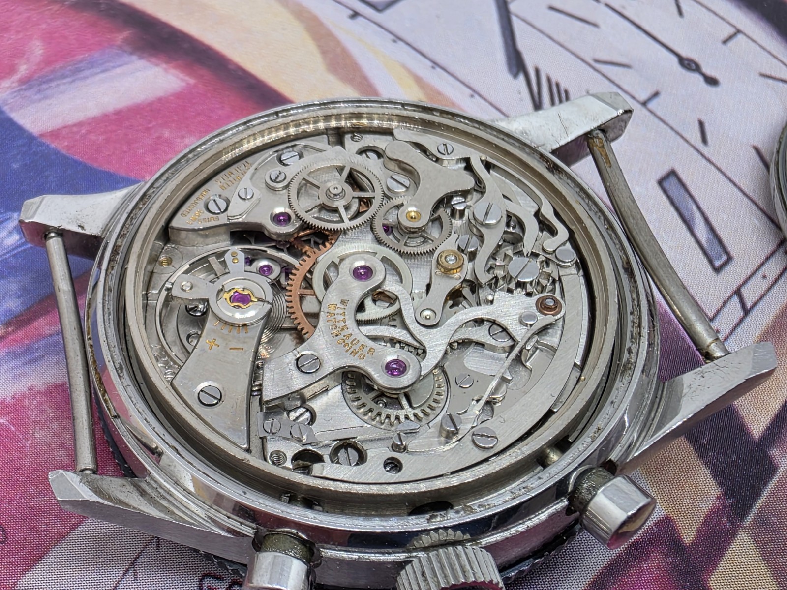 Vintage Gallet MultiChron Pilot Chronograph Stainless Steel Valjoux 72