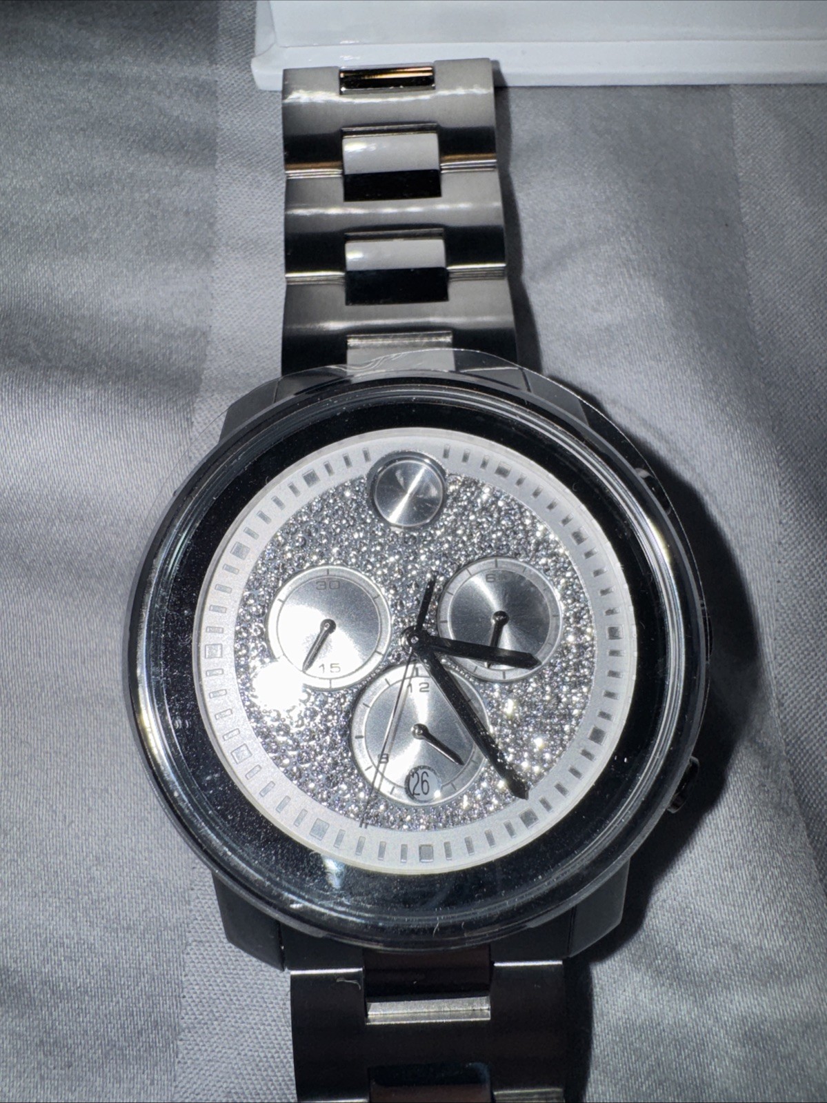Movado BOLD Chronograph with full crystal (pavé) face