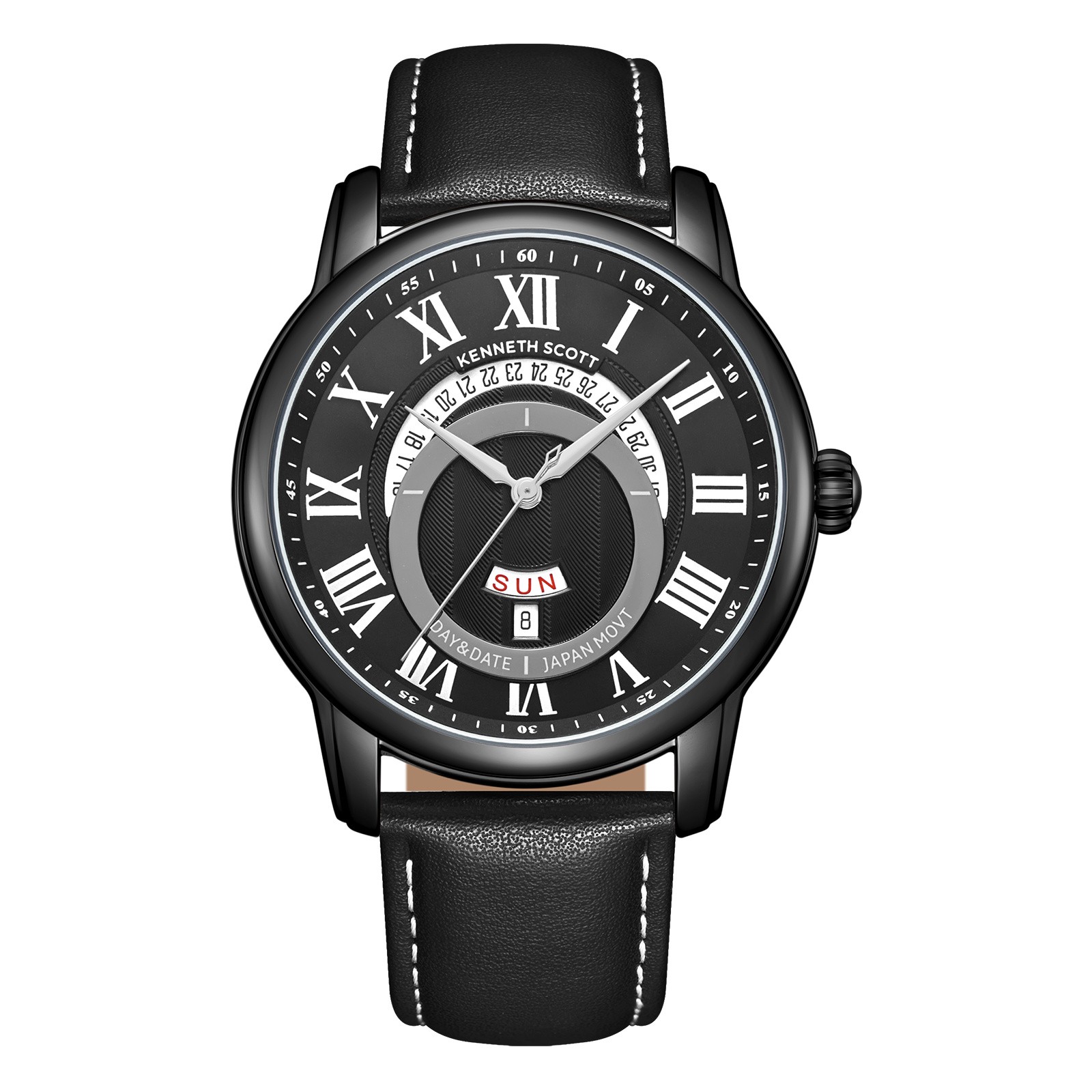 Kenneth Scott Men’s Analog Watch | Black Dial, 44mm, 30 m (3 ATM)
