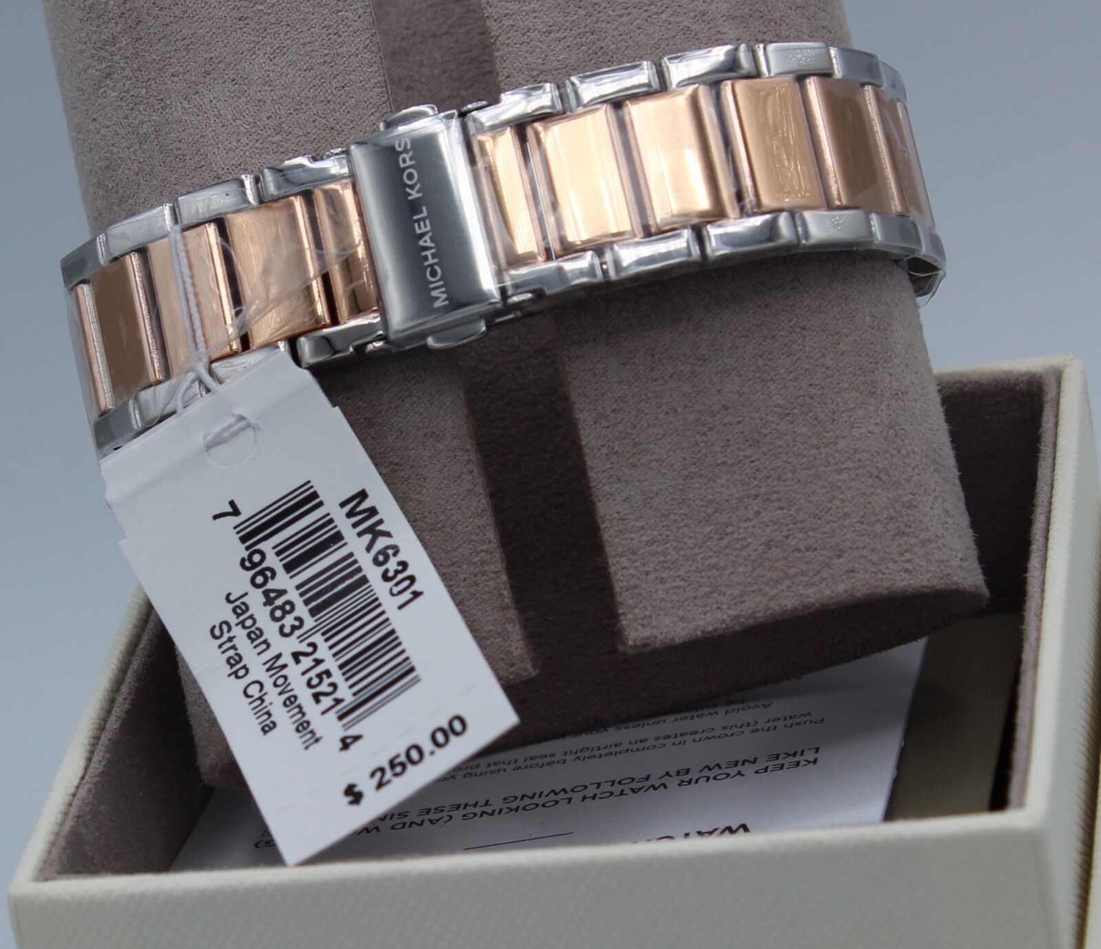 NEW AUTHENTIC MICHAEL KORS PARKER CHRONO SILVER ROSE GOLD MK6301 WOMEN’S WATCH