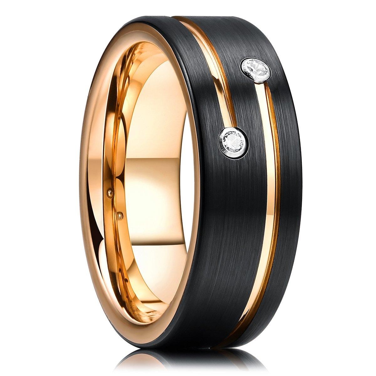 New Fashion 8mm Red Groove Beveled Edge Stainless Steel Dragon Rings for Men
