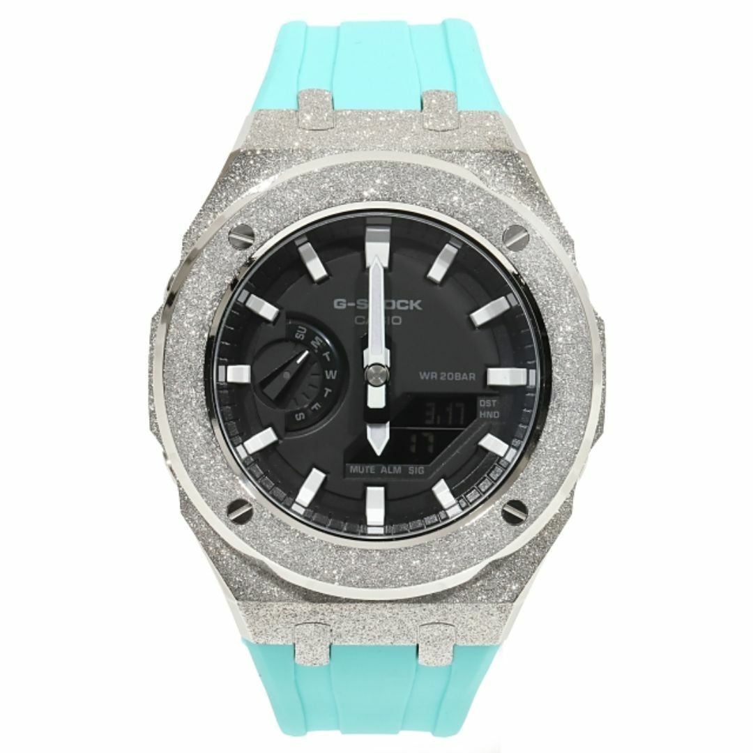 G-Shock GA2100 Custom Frosted Turquoise Rubber Band Casioak Stainless Steel Matt