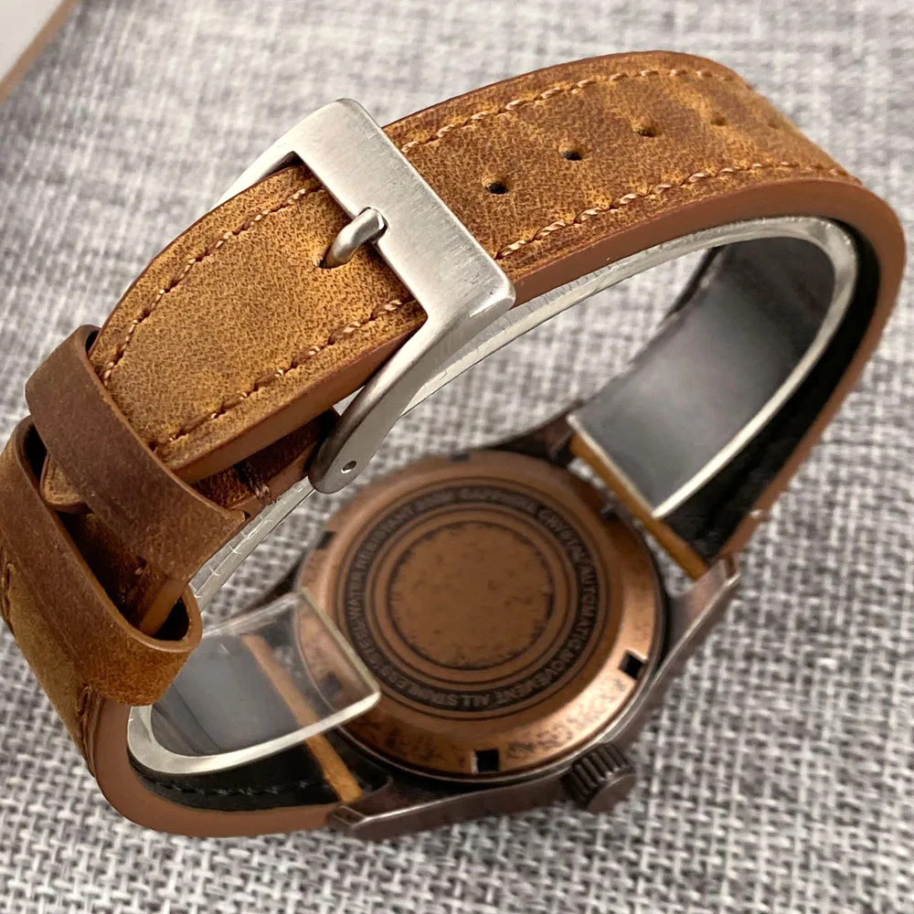 Tandorio 36mm Copper Plating Pilot Vintage Men Watches For Japan NH35 20ATM